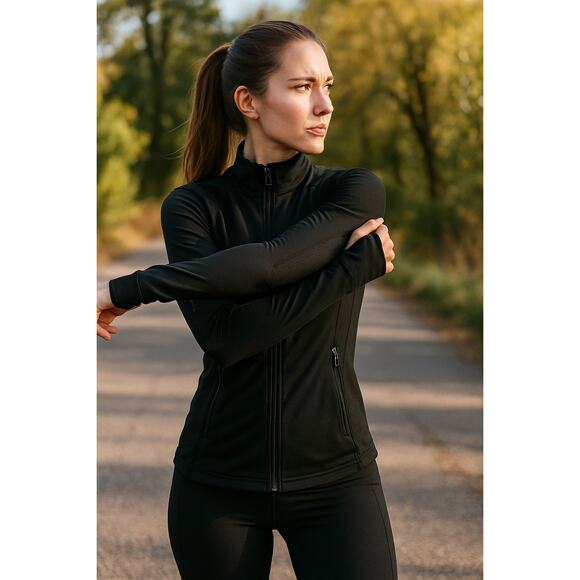 Zella Black Zip Track Jacket Women's Small Mesh Sleeve Stretch Activewear - Picture 1 of 10